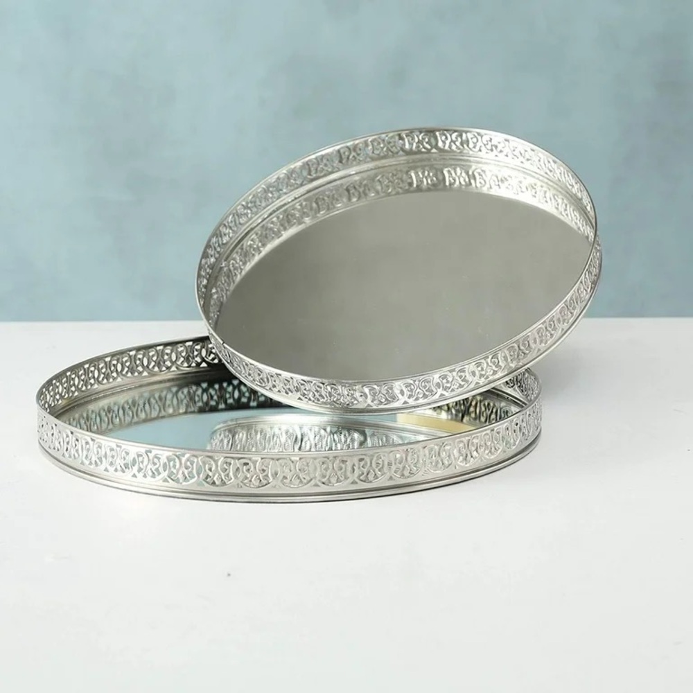While House Worlds Crosby Street Elegant Silver Decorative Trays, Set of 2